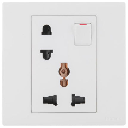 MEC32053WHLegrandمقبس أوبريا أحادي 16A متعدد المعايير يورو-أمريكي مع مفتاح أبيض مات