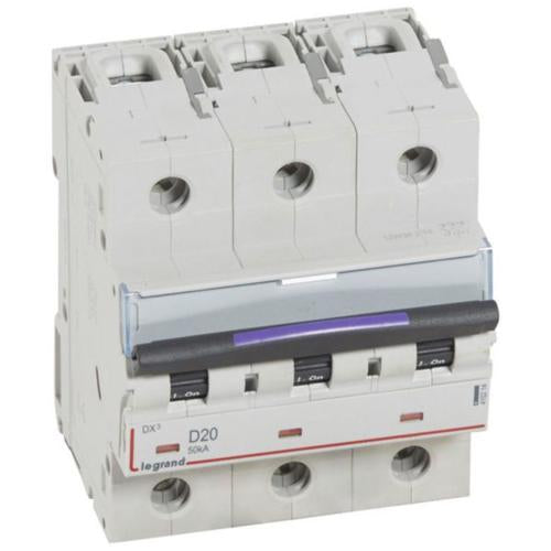 410214Legrandقاطع دارة ليجراند DX3 ثلاثي الأقطاب 20A منحنى D