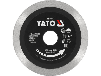 YT-59951Yatoشفرة ماسية YATO لقطع البلاط بحافة مستمرة 115 ملم احترافية