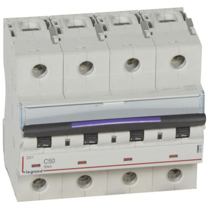 410179Legrandقاطع دائرة ليجراند DX3 رباعي الأقطاب 50 أمبير منحنى C
