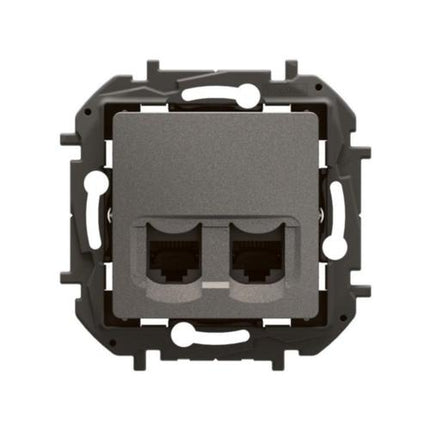 NP4334MGLegrandمقبس نيلوي ثنائي RJ45 CAT6 UTP رمادي متوسط مثبت بالتجويف