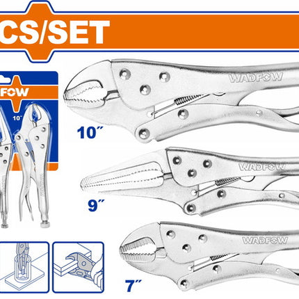 WLP5703Wadfow مجموعة كماشة قفل 3 قطع من WADFOW