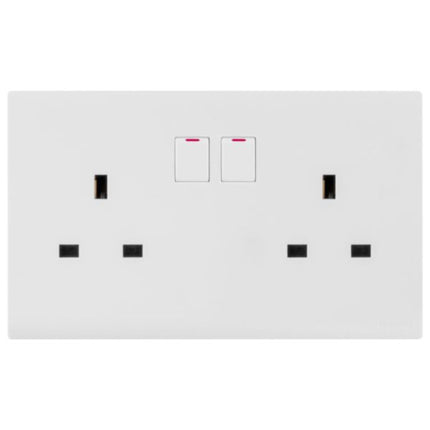 MEC32036WHLegrandمقبس أوبريا ثنائي 13A معيار بريطاني مع مفتاح أبيض مطفي