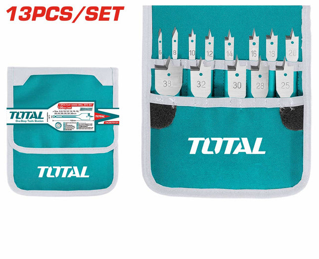 TACSD70131Total Toolsمجموعة ريش حفر خشب مسطحة 13 قطعة TACSD70131