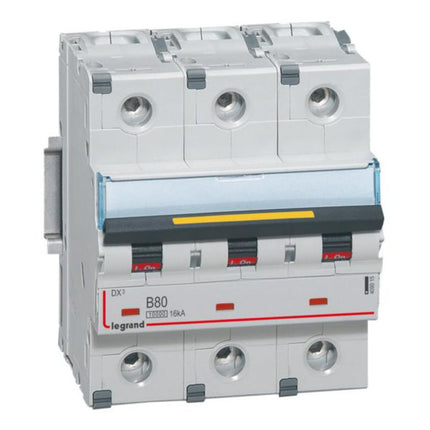 409015Legrandقاطع الدائرة الكهربائية ليجراند DX3 ثلاثي الأقطاب 80A منحنى B