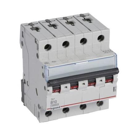 404152Legrandقاطع دائرة Legrand TX3 رباعي الأقطاب 10A بسعة 10kA
