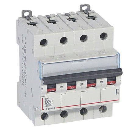 408148Legrandقاطع دورة Legrand DX3 رباعي الأقطاب 20A منحنى D 6kA