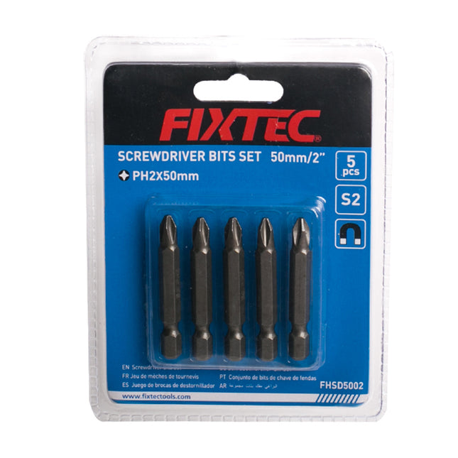 FHSD5002Fixtecمجموعة بتات FIXTEC 5 قطع PH2 احترافية لولب