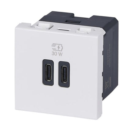 077631LLegrandشاحن موزايك USB 2 وحدة 30 واط نوع C توصيل الطاقة أبيض