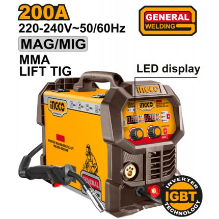 ING-MGT20058INGCOلحام إنجكو 200 أمبير إنفرتر MAG/MIG/MMA/TIG 220 فولت