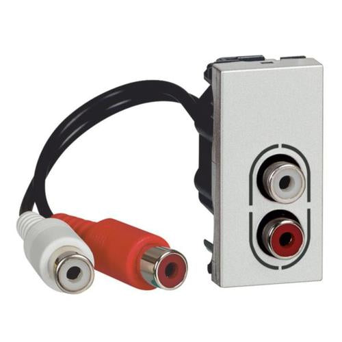 572475Legrandمقبس RCA مزدوج موصول مسبقاً من Legrand Arteor وحدة واحدة صوت مربع ألمنيوم ناعم