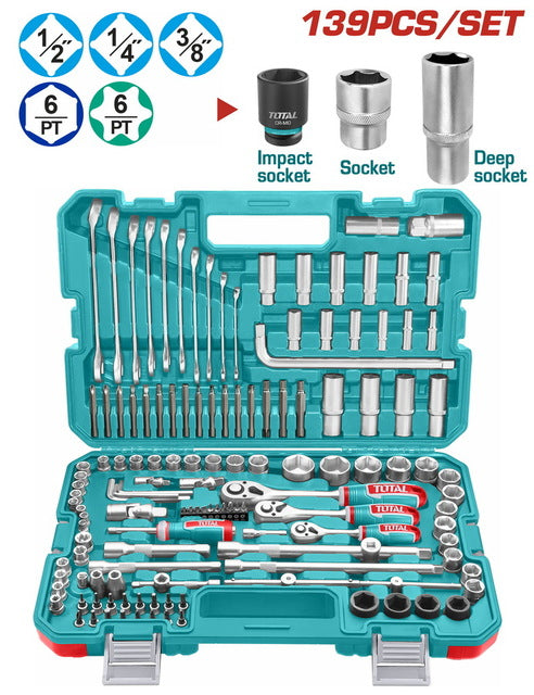 THKTHP21396Total Toolsطقم أدوات شامل 139 قطعة من توتال