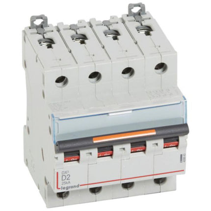 409843Legrandقاطع دائرة Legrand DX3 رباعي الأقطاب 2A منحنى D