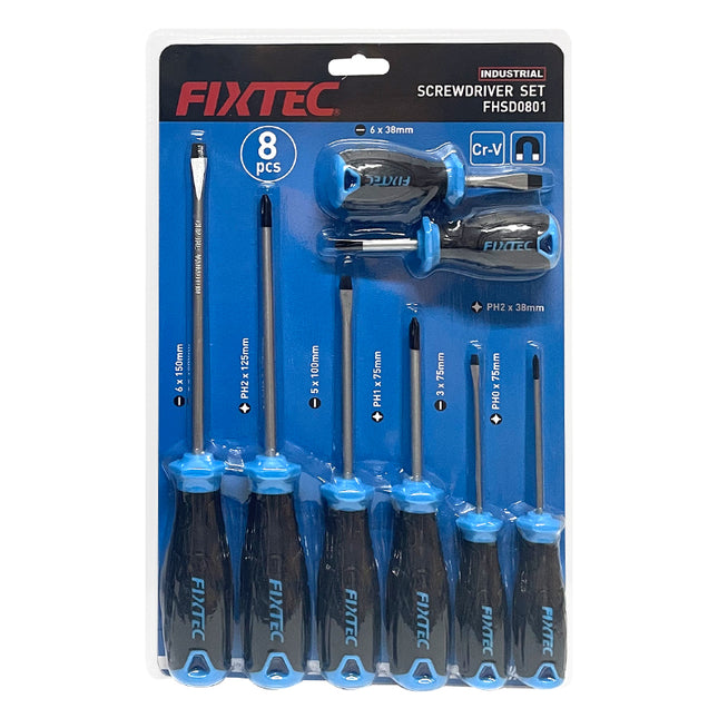 FHSD0801Fixtecمجموعة مفكات FIXTEC 8 قطع بمقابض ملونة FHSD0801