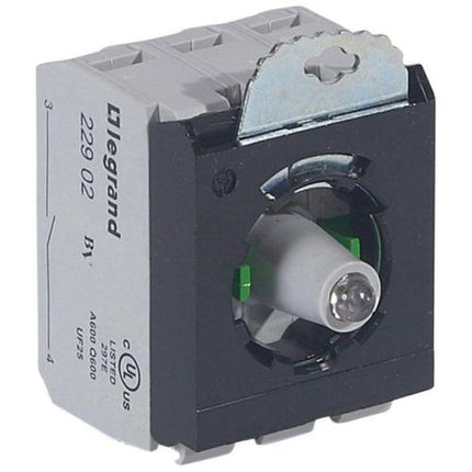 023008Legrandوحدة فرعية Osmoz من Legrand مع رأس مضاء 2NO أخضر 12-24V
