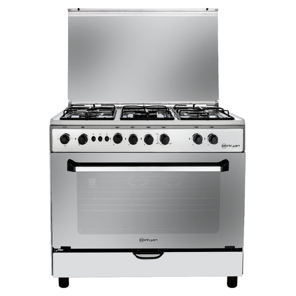 GC9060F5SElryanGC9060F5S - 5 Burners - Gas Cooker - Stainless Steel