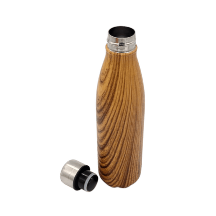 DWHL 408Toolmart GiftsGEYER - Hans Larsen Stainless Steel Water Bottle with Wood Print - Brown