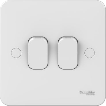 Schneider Electric,GGBL1022NIS,Lisse - Plate switch - without instructions - 2 gangs 2 way - 10AX White