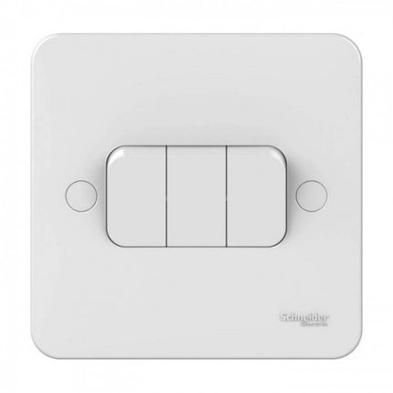 Schneider Electric,GGBL1032NIS,Lisse - Plate switch - without instructions - 3 gangs 2 way- 10AX White