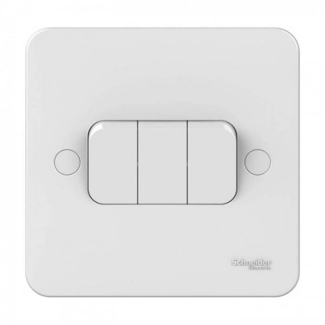 Schneider Electric,GGBL1032NIS,Lisse - Plate switch - without instructions - 3 gangs 2 way- 10AX White