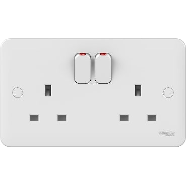 Schneider Electric,GGBL3020NIS,Lisse - Switched Socket - without instructions - 13 A - 230 V - 2 gangs-white