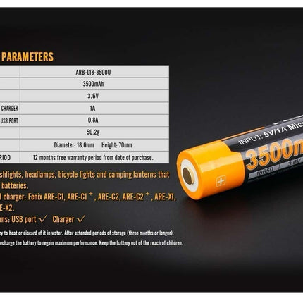 Fenix 3500mAh ARB-L18-3500U Battery | Long-Lasting & USB Rechargeable