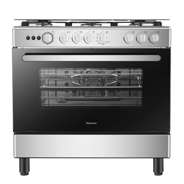 Hisense 90cm Freestanding Gas Cooker with 5 Pool Gas Burners , HFG90335RX