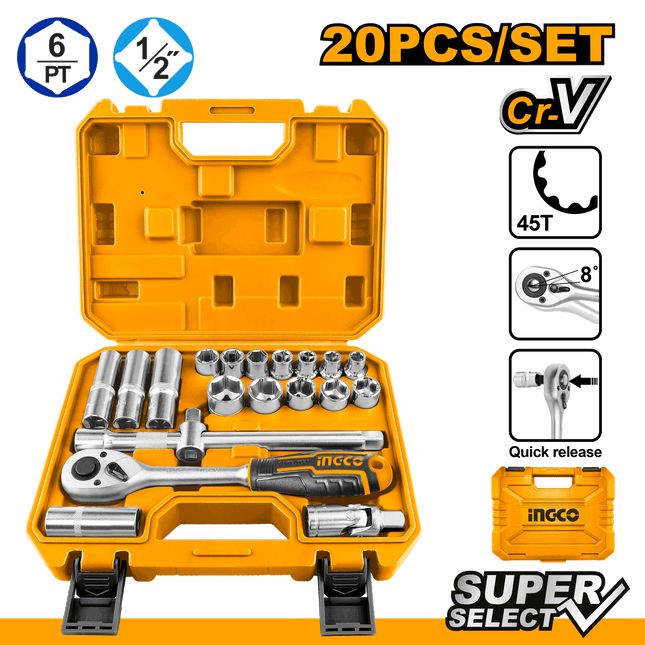 سيت لقم إنجكو 20 قطعة 1/2 إنج | HKTS12201
