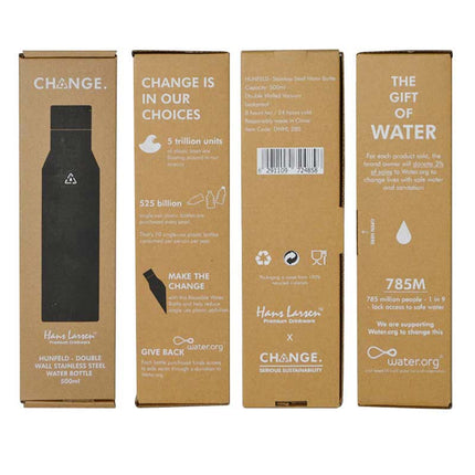 DWHL 280Toolmart GiftsHUNFELD - CHANGE Collection SS Double Wall Water Bottle - Black