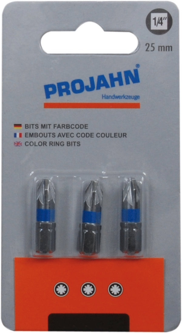 ‎1/4 pozidriv color bit no.2  25 mm 3pcs | Drill bits & Chisels | Toolmart