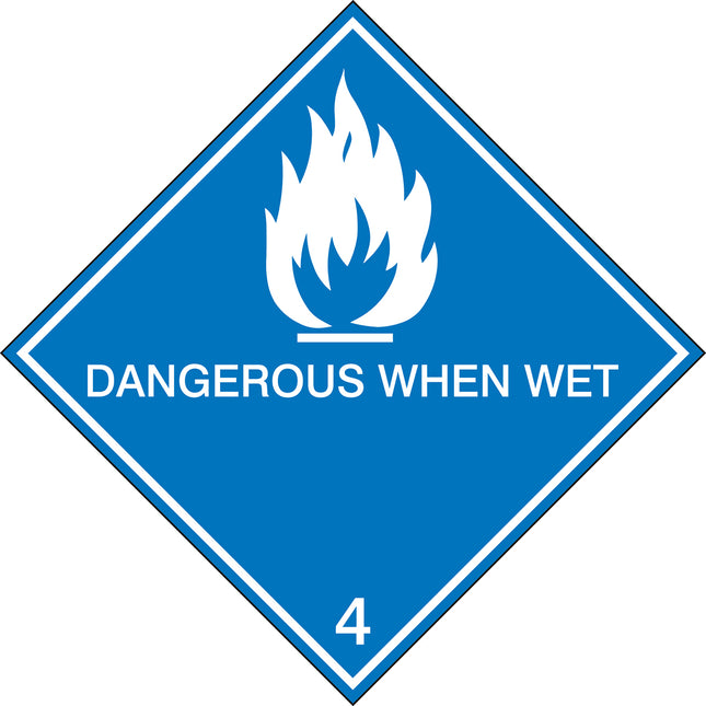 Maritime Transport Sign  IMDG 4C  Dangerous when wet