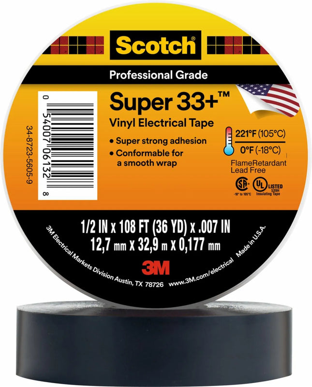 Scotch Vinyl Electrical Tape 33 Professional Grade Black
