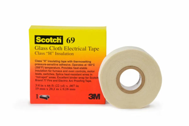3M Glass Cloth Electrical Tape 69 White 3/4 inch