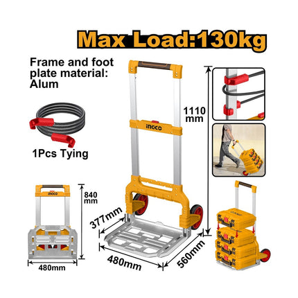 INGCO Aluminium Foldable Hand Truck 130kg | HHWB61201