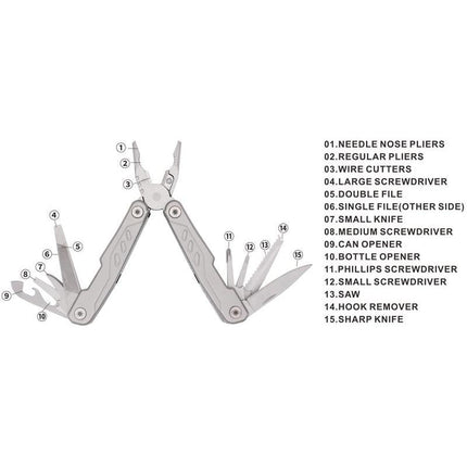 MTSN 9126Toolmart GiftsKITEE - SANTHOME 15 in 1 Multi Function Tool - Silver