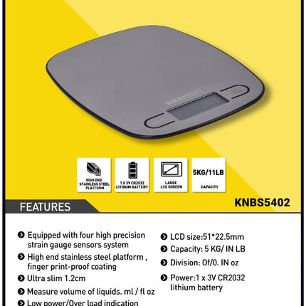 Krypton KNBS5402 Digital Kitchen Scale | Multi-Function with LCD Display , 6294015633399