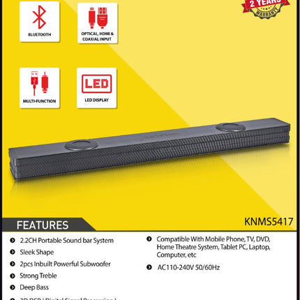 Krypton Portable Sound Bar System | KNMS5417 , 6294015633634