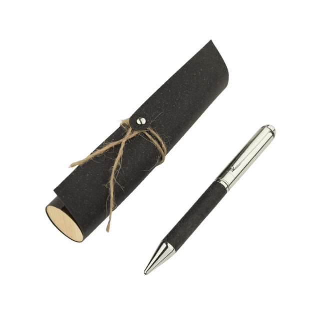 WIEN 5110Toolmart GiftsKORU - eco - neutral Metal Pen with Recycled Leather Barrel - Black