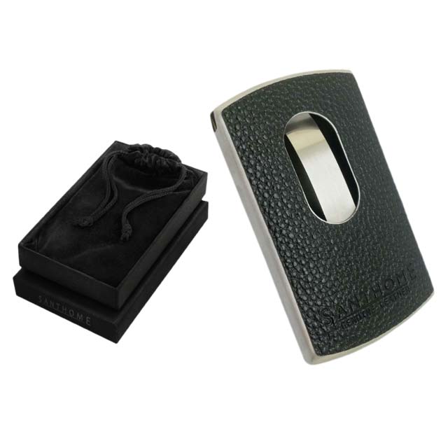 CH 151 with PB 1041 BoxToolmart GiftsLITHIS - SANTHOME Genuine Leather & Metal Cardholder