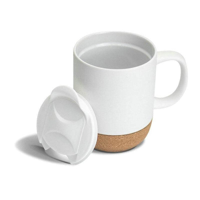 DWGL 3147Toolmart GiftsLUCCA - Giftology Ceramic Mug with Cork and Lid - White