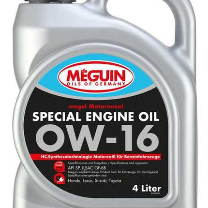 33056Meguin OilsMegol High - Performance Special Engine Oil SAE 0W - 16 | 4 Liter