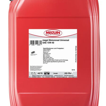 4678Meguin Oilsmegol motorenoel universal 20L | SAE 15w - 40