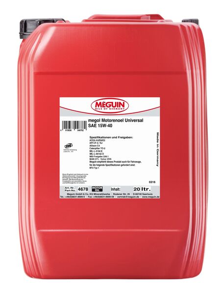 4678Meguin Oilsmegol motorenoel universal 20L | SAE 15w - 40