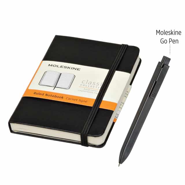 OWMOL 325Toolmart GiftsMoleskine Classic Large Notebook & Go Pen Set (Black)