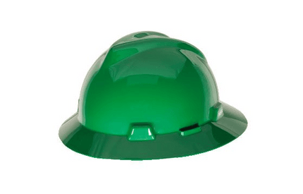 475370MSAMSA 475370 V - Gard Green Full - Brim Hard Hat with Fas - Trac III Suspension 475370