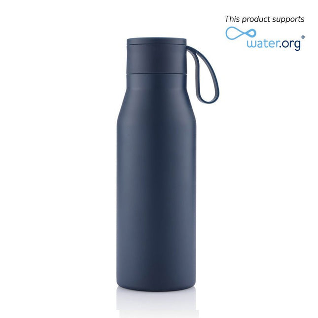 DWHL 519Toolmart GiftsNEBRA - CHANGE Collection Vacuum Bottle with Loop - 600ml - Navy Blue