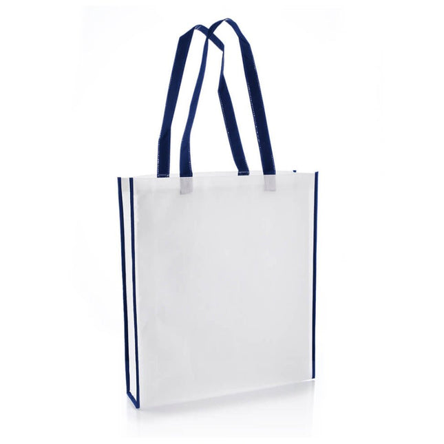 NW001 V - White/NavyToolmart GiftsNon - Woven Shopping Bag Vertical White/N.Blue