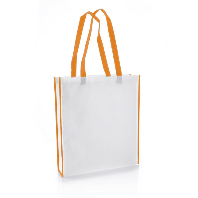 NW001 V - White/OrangeToolmart GiftsNon - Woven Shopping Bag Vertical White/Orange