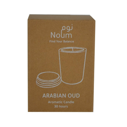 SCEN 9101Toolmart GiftsNOUM - Arabic Oudh Scented Glass Candle with Bamboo Lid - Black