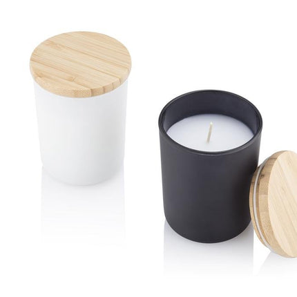 SCEN 9101Toolmart GiftsNOUM - Arabic Oudh Scented Glass Candle with Bamboo Lid - Black